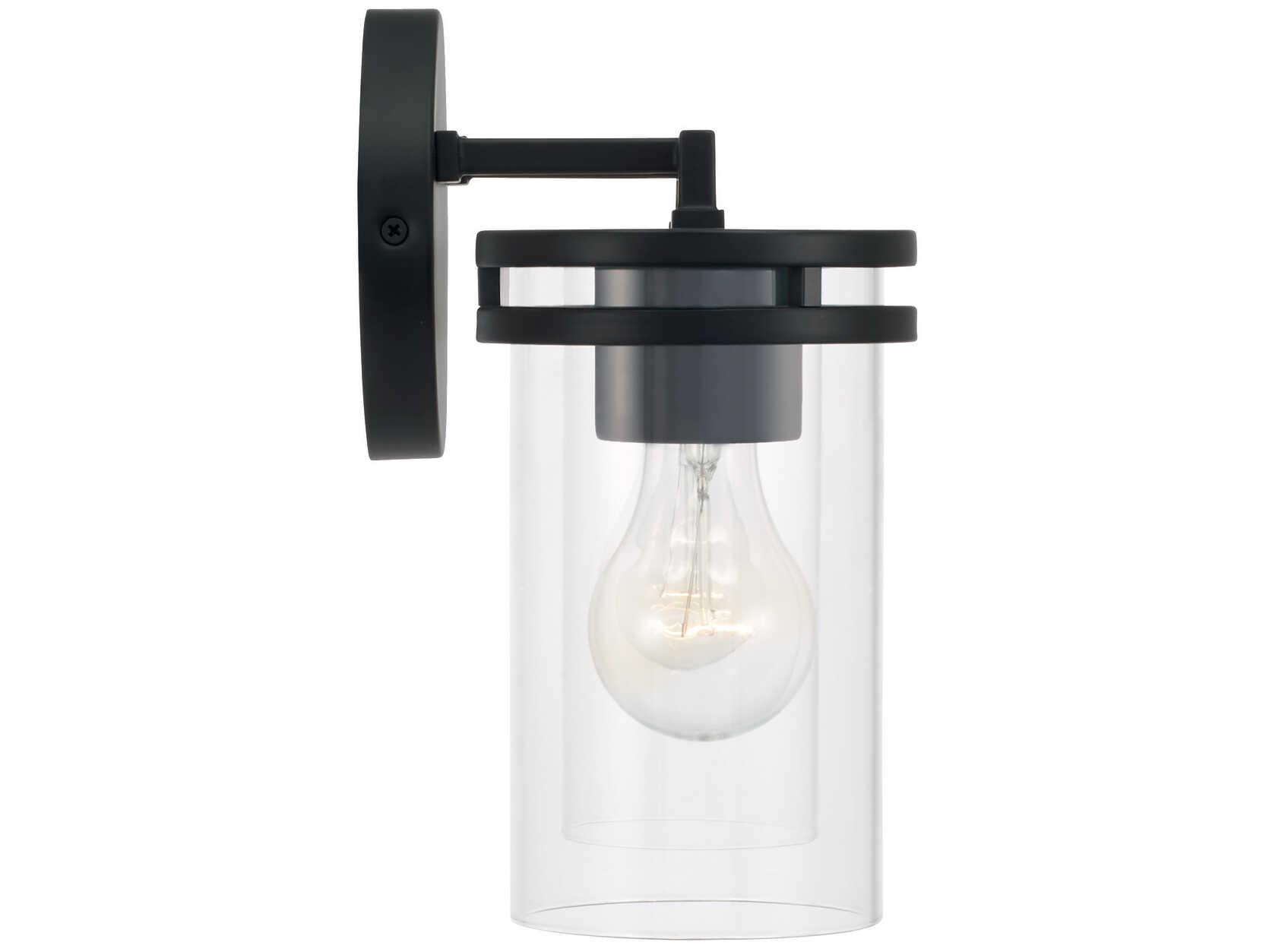 Capital Lighting Fuller 2-Light Matte Black Glass Vanity Light