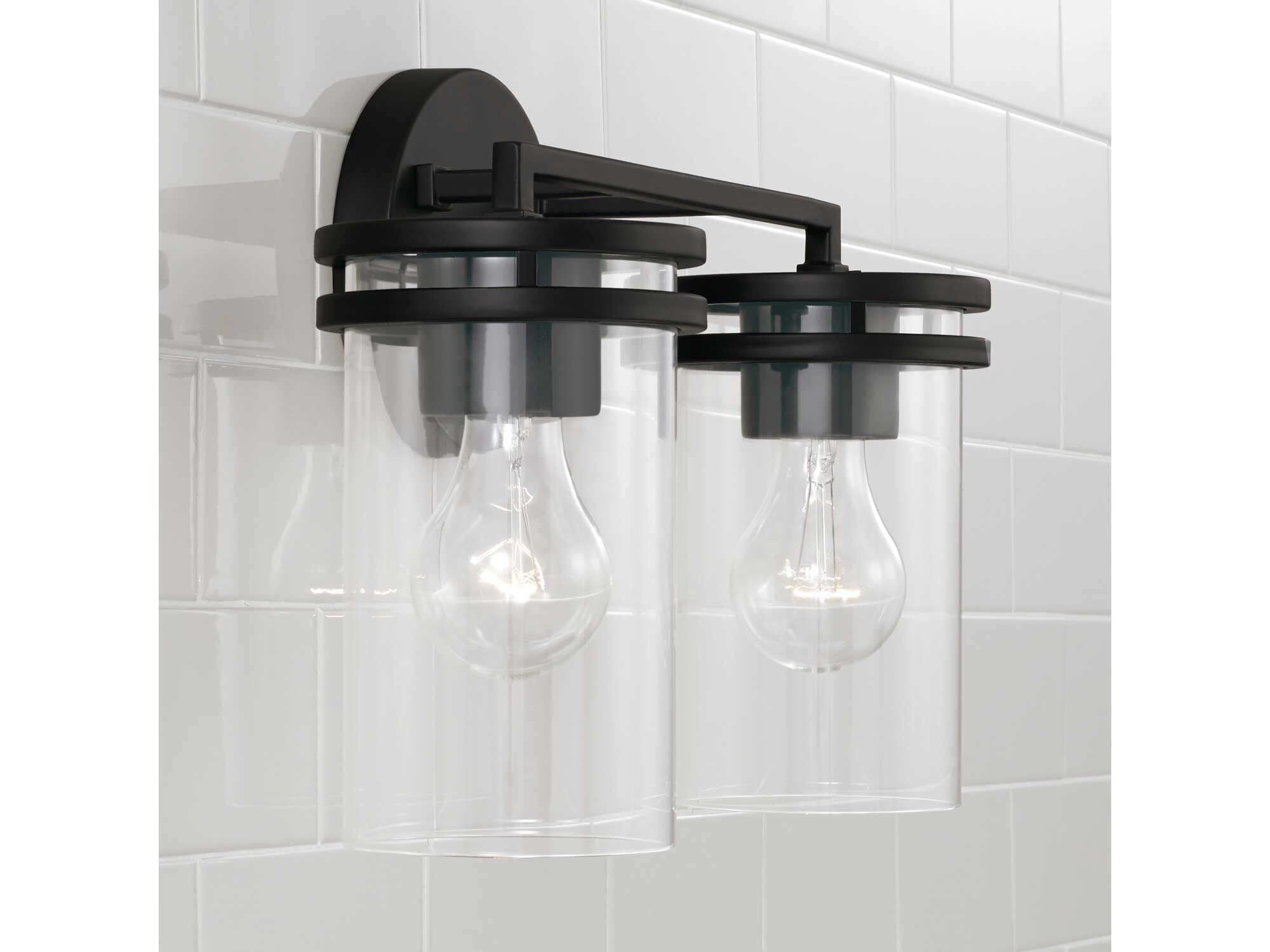 Capital Lighting Fuller 2-Light Matte Black Glass Vanity Light