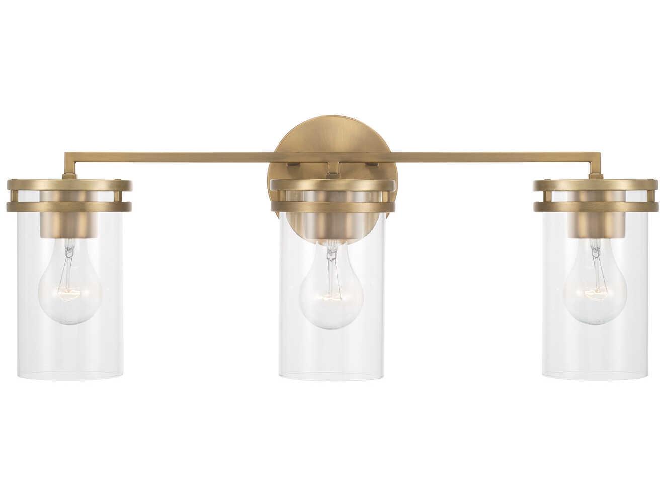 Capital Lighting Fuller 3-Light Aged Brass Glass Vanity Light