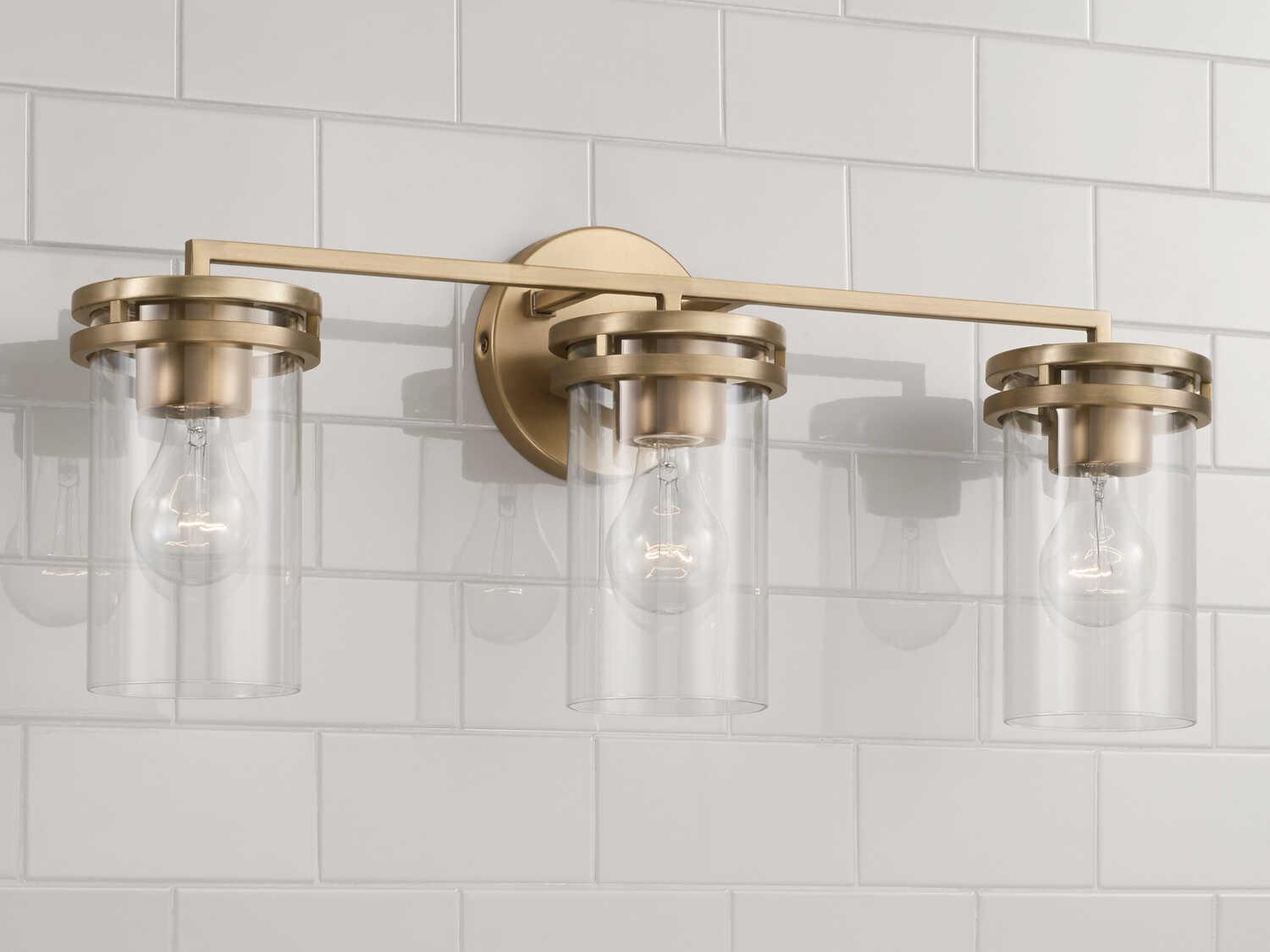 Capital Lighting Fuller 3-Light Aged Brass Glass Vanity Light