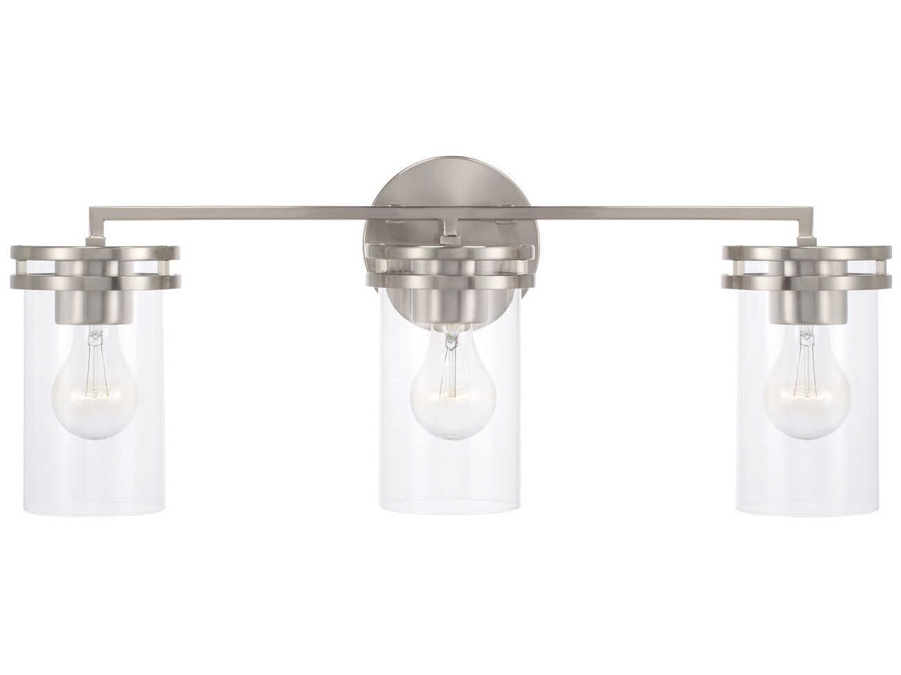 Capital Lighting Fuller 3-Light Brushed Nickel Glass Vanity Light