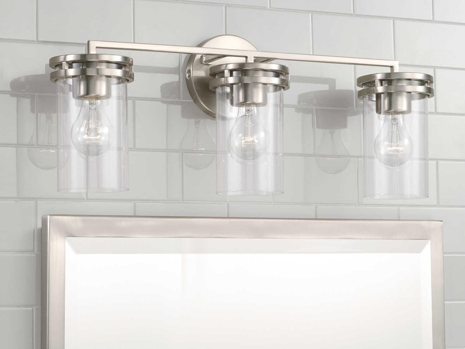 Capital Lighting Fuller 3-Light Brushed Nickel Glass Vanity Light