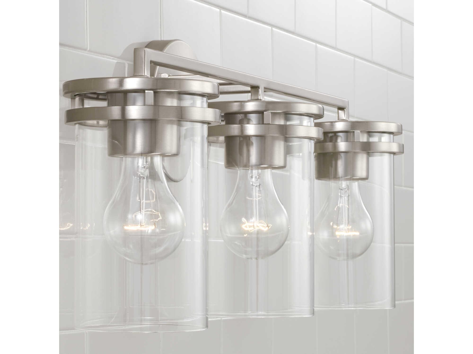 Capital Lighting Fuller 3-Light Brushed Nickel Glass Vanity Light