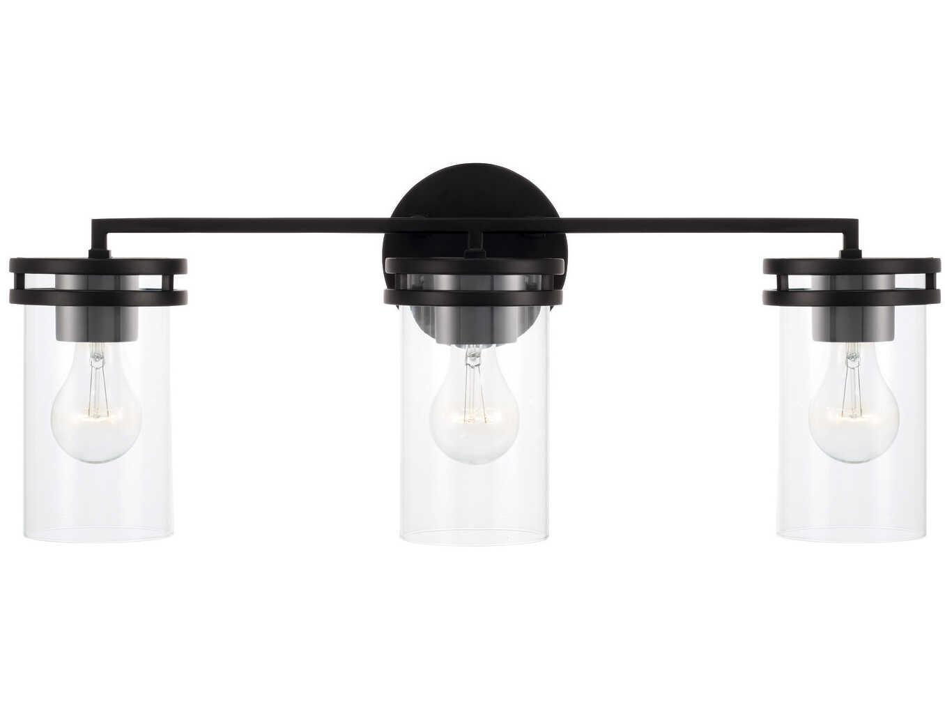 Capital Lighting Fuller 3-Light Matte Black Glass Vanity Light