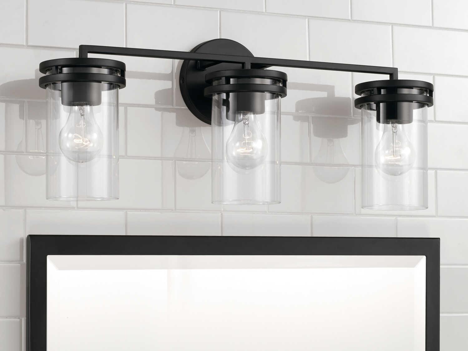 Capital Lighting Fuller 3-Light Matte Black Glass Vanity Light