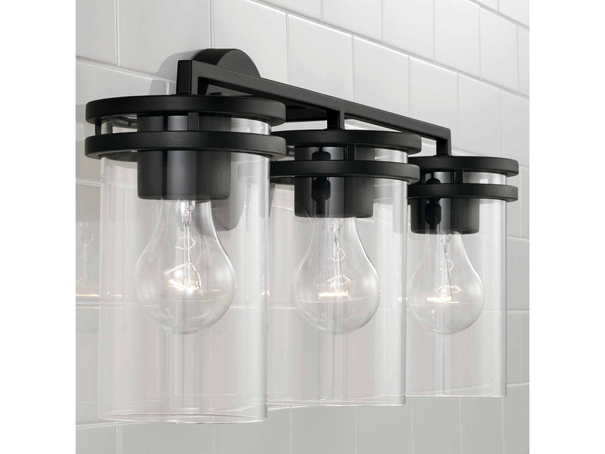 Capital Lighting Fuller 3-Light Matte Black Glass Vanity Light
