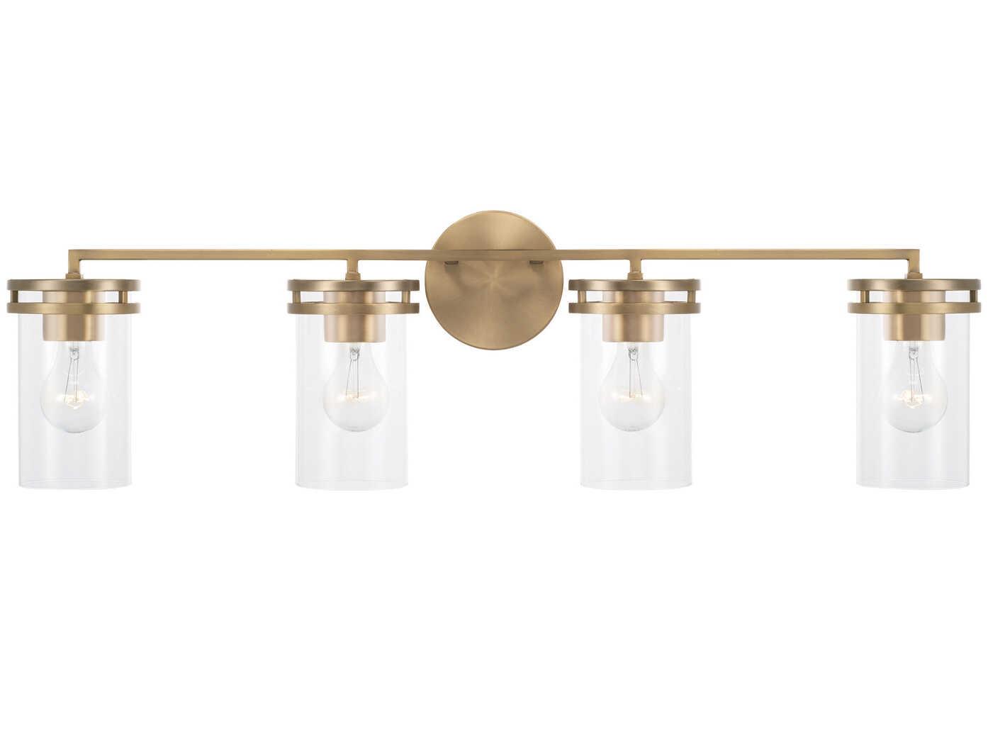 Capital Lighting Fuller 4-Light Aged Brass Glass Vanity Light