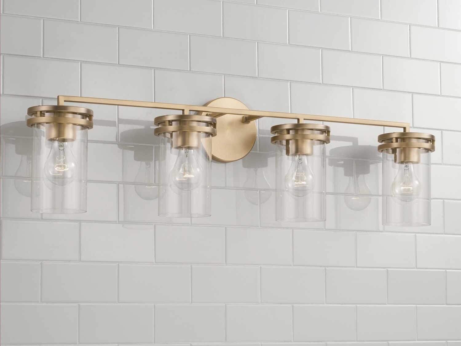 Capital Lighting Fuller 4-Light Aged Brass Glass Vanity Light