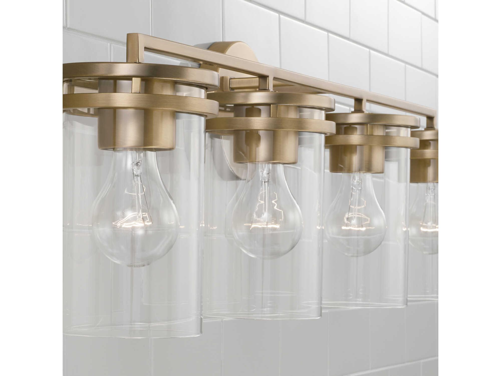 Capital Lighting Fuller 4-Light Aged Brass Glass Vanity Light