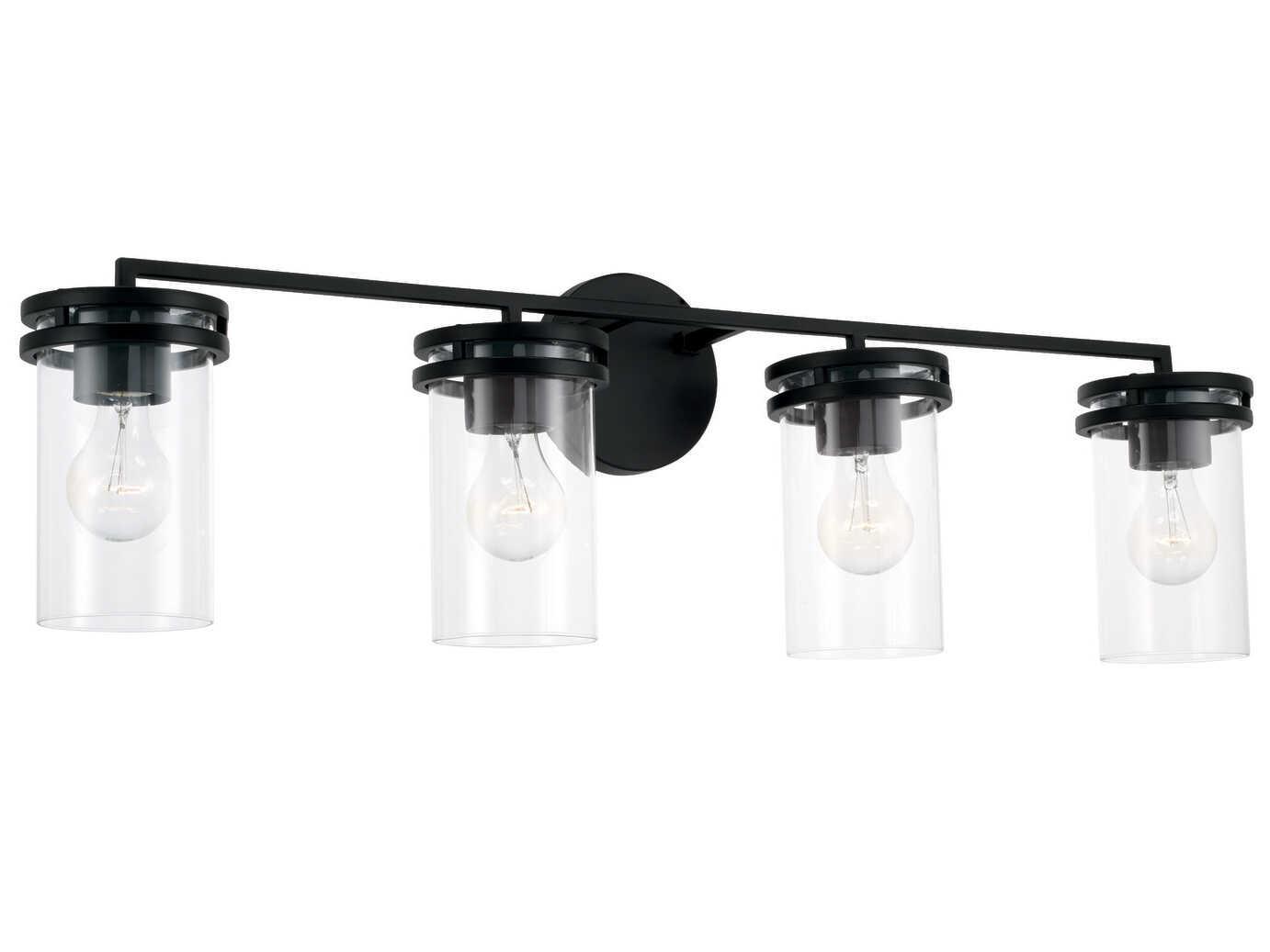 Capital Lighting Fuller 4-Light Matte Black Glass Vanity Light