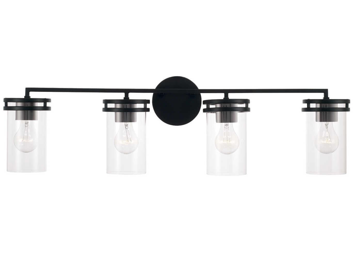 Capital Lighting Fuller 4-Light Matte Black Glass Vanity Light