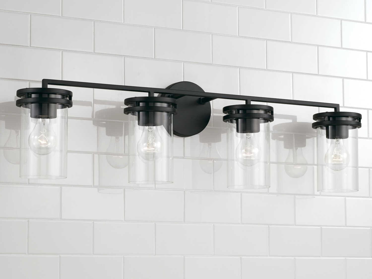 Capital Lighting Fuller 4-Light Matte Black Glass Vanity Light