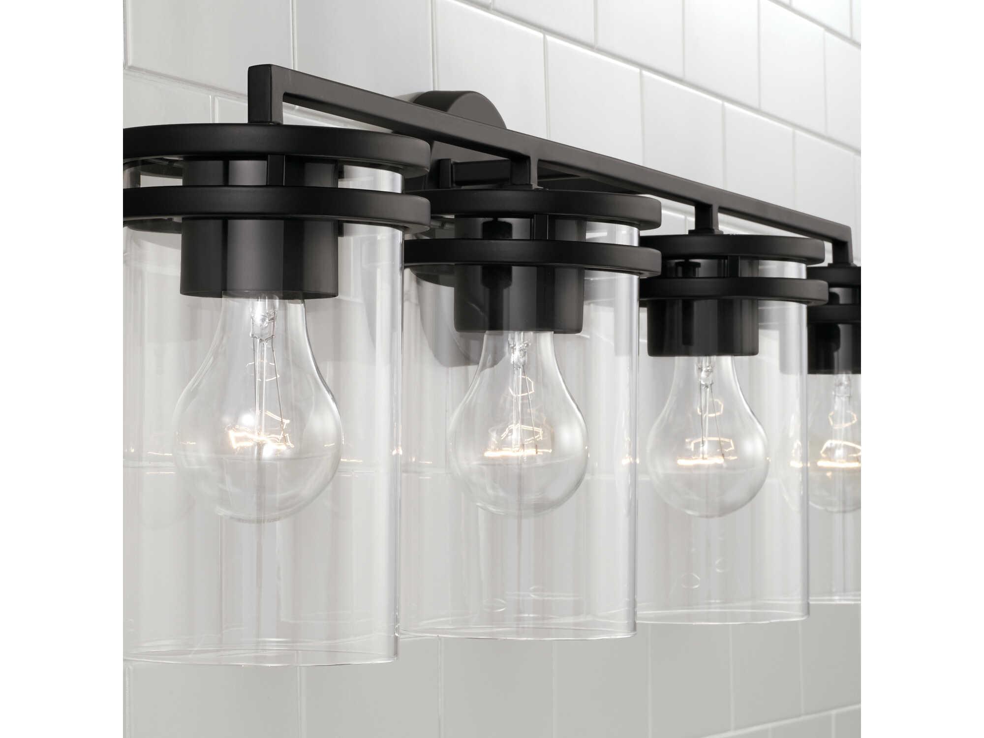 Capital Lighting Fuller 4-Light Matte Black Glass Vanity Light