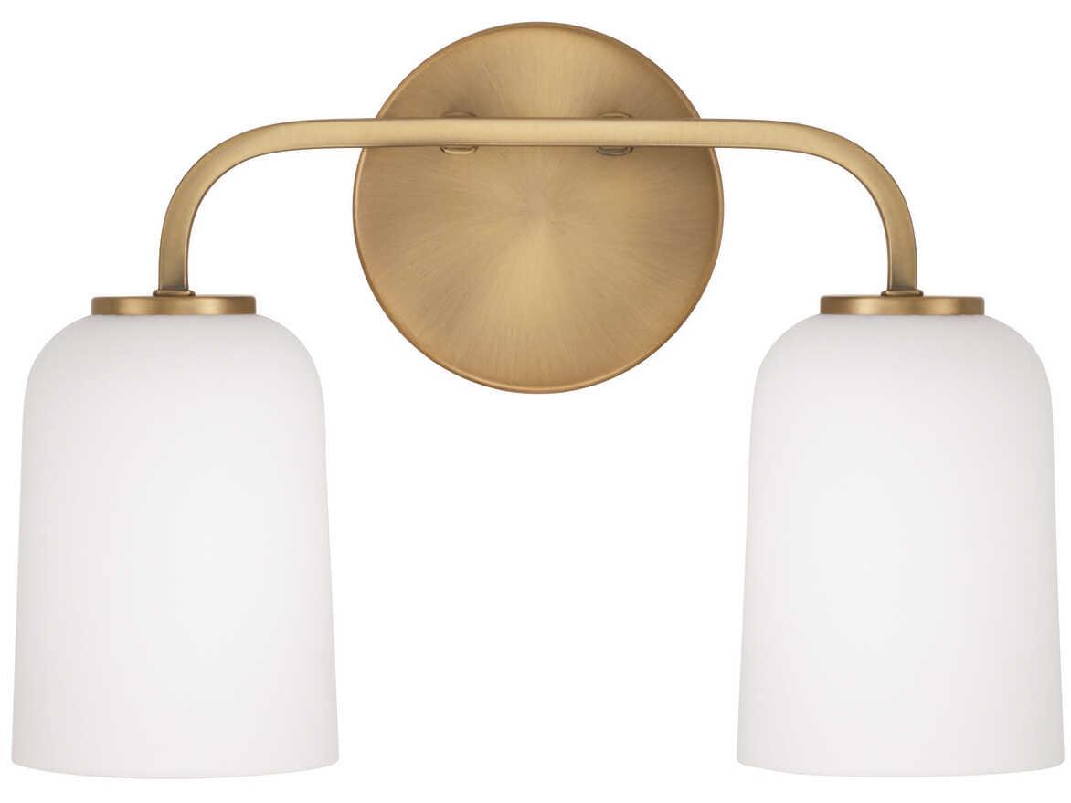 Capital Lighting Lawson 2-Light Aged Brass Glass Vanity Light