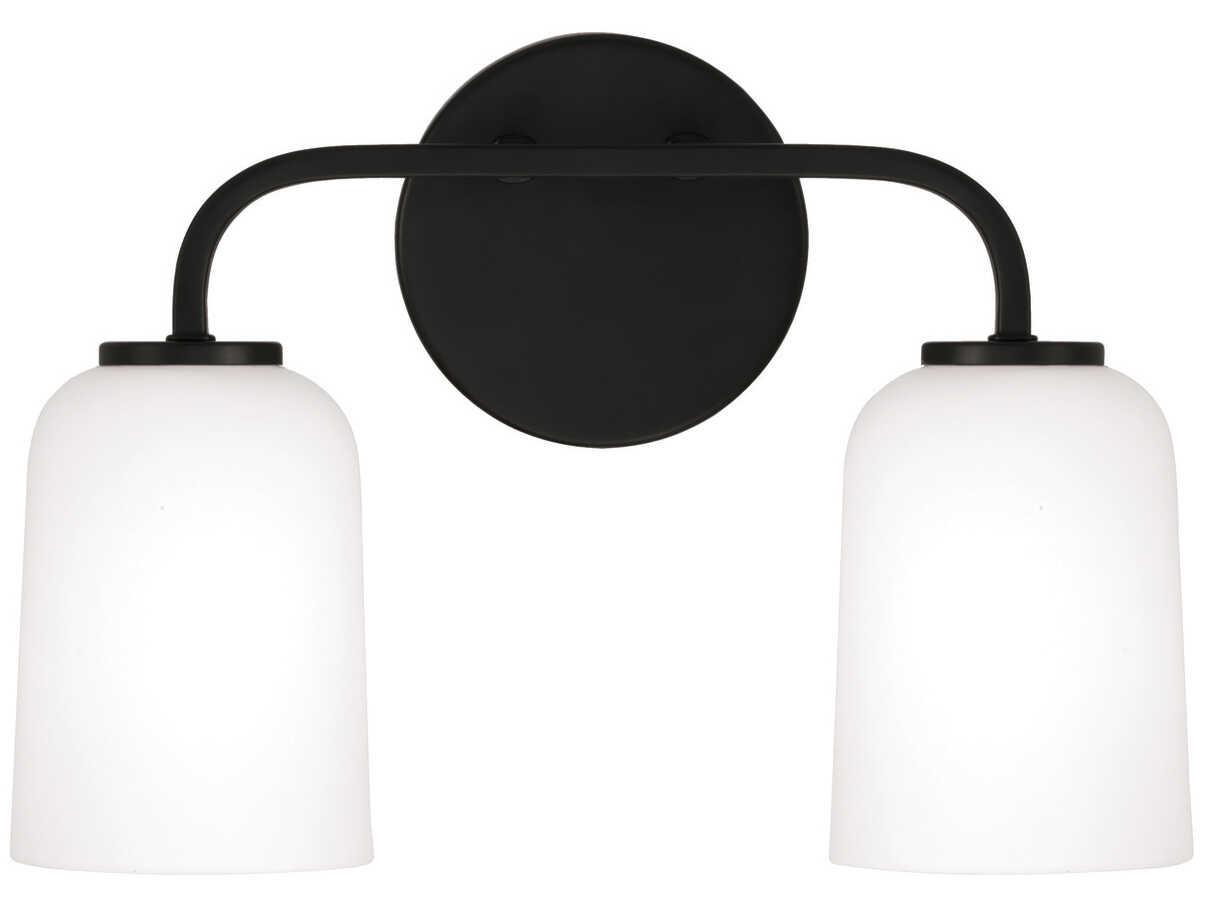 Capital Lighting Lawson 2-Light Matte Black Glass Vanity Light