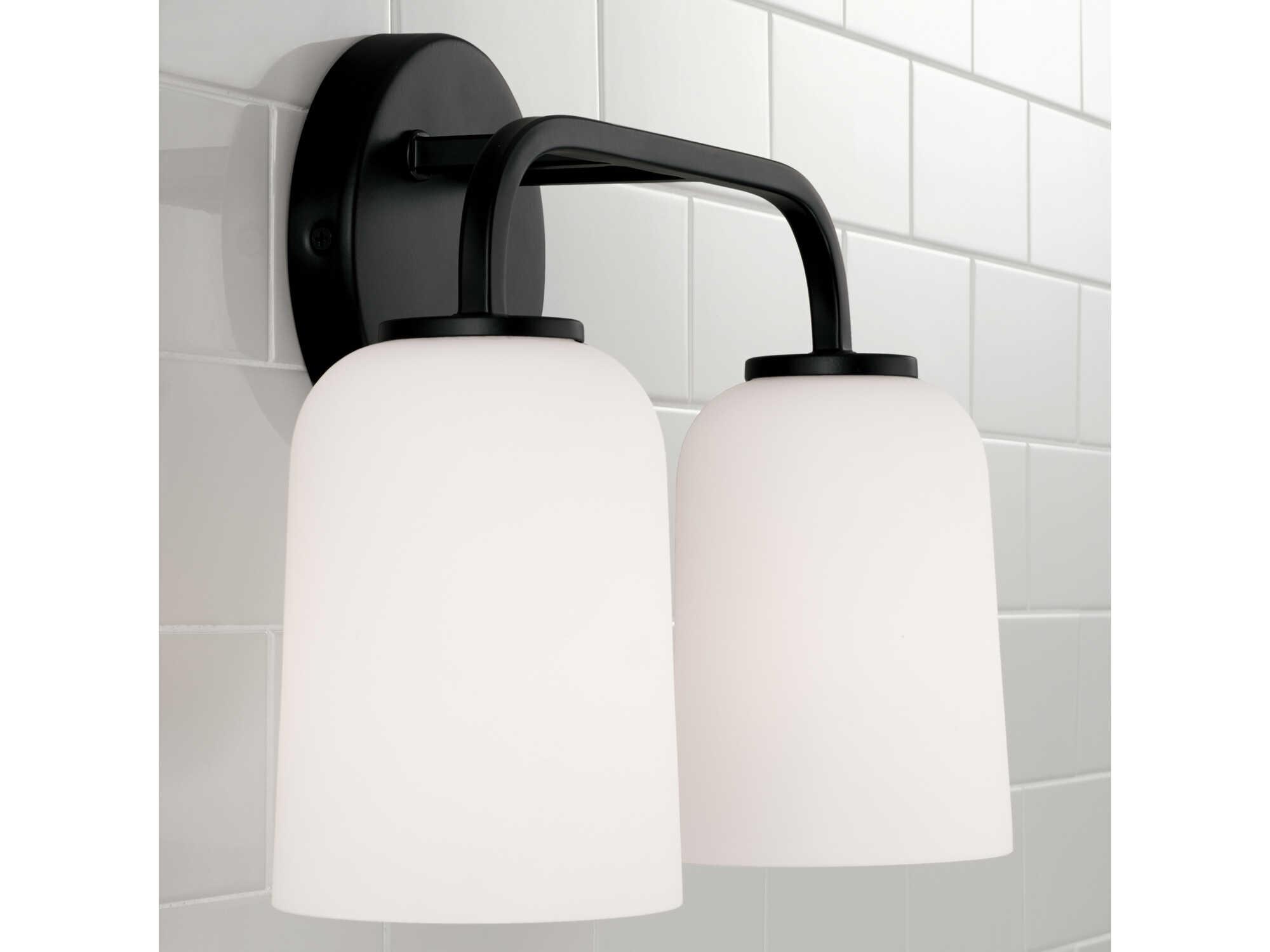 Capital Lighting Lawson 2-Light Matte Black Glass Vanity Light