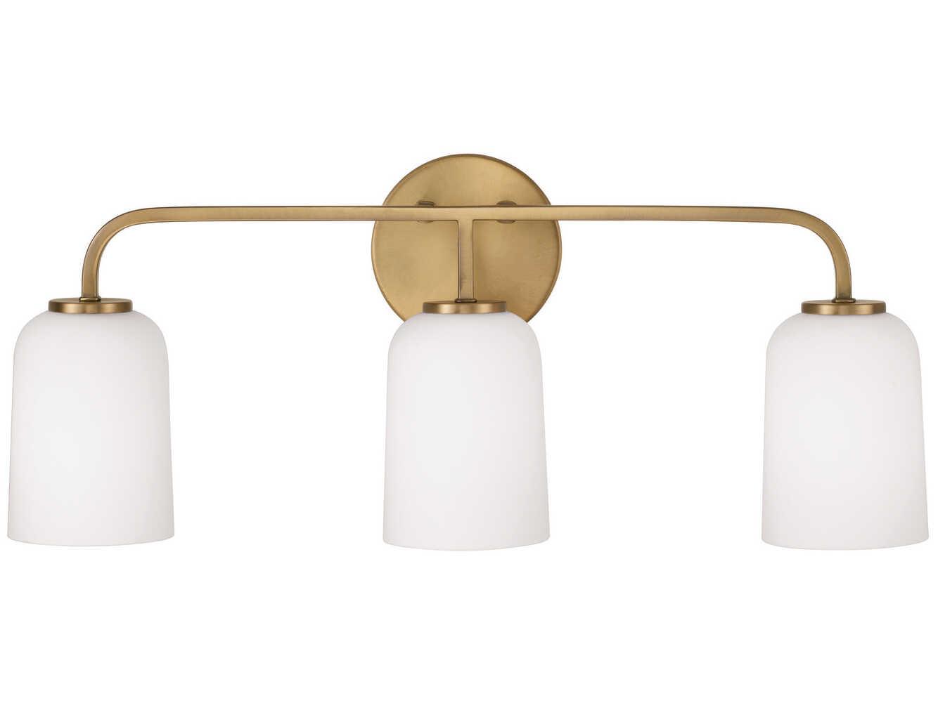 Capital Lighting Lawson 3-Light Aged Brass Glass Vanity Light