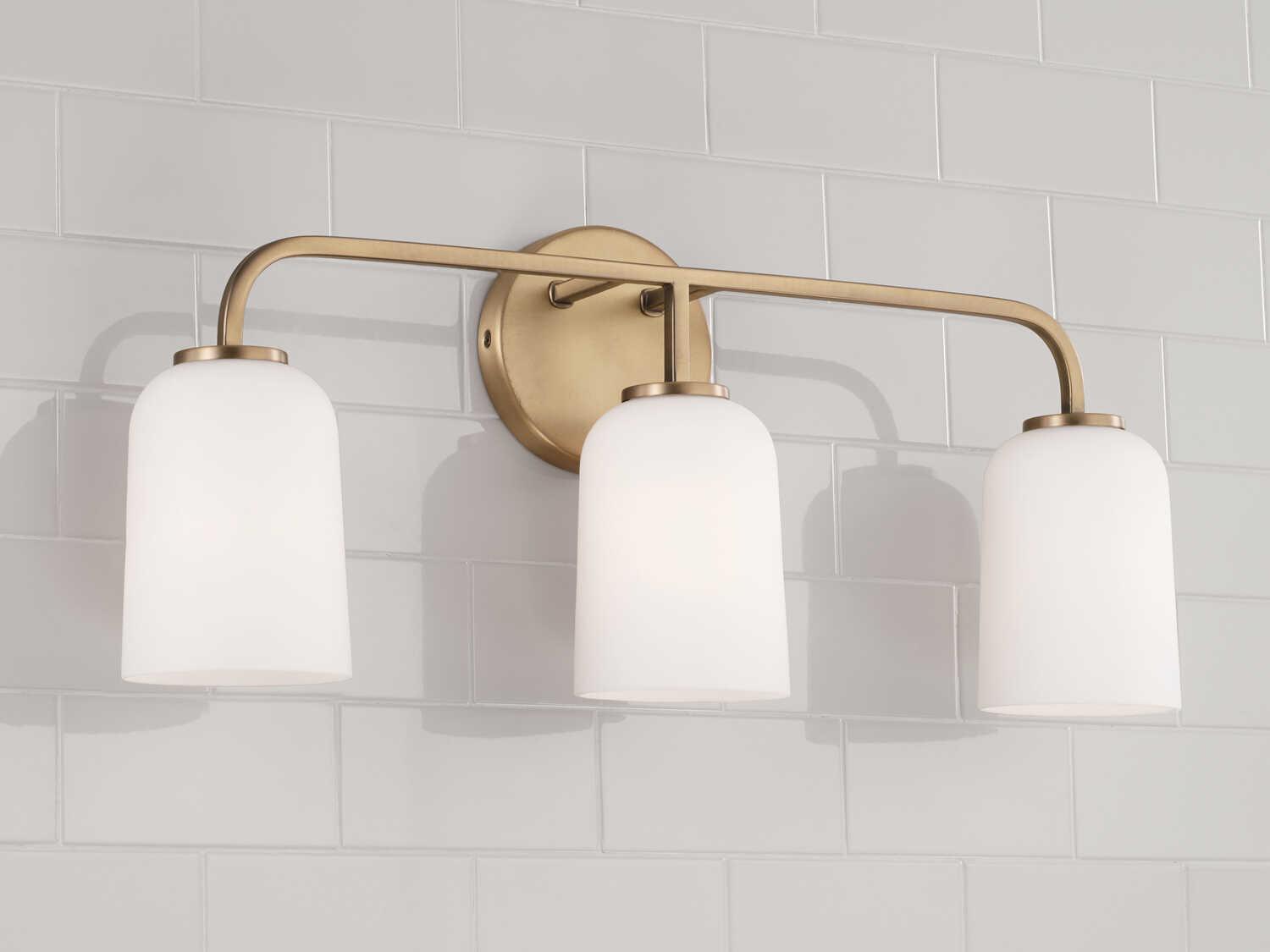 Capital Lighting Lawson 3-Light Aged Brass Glass Vanity Light