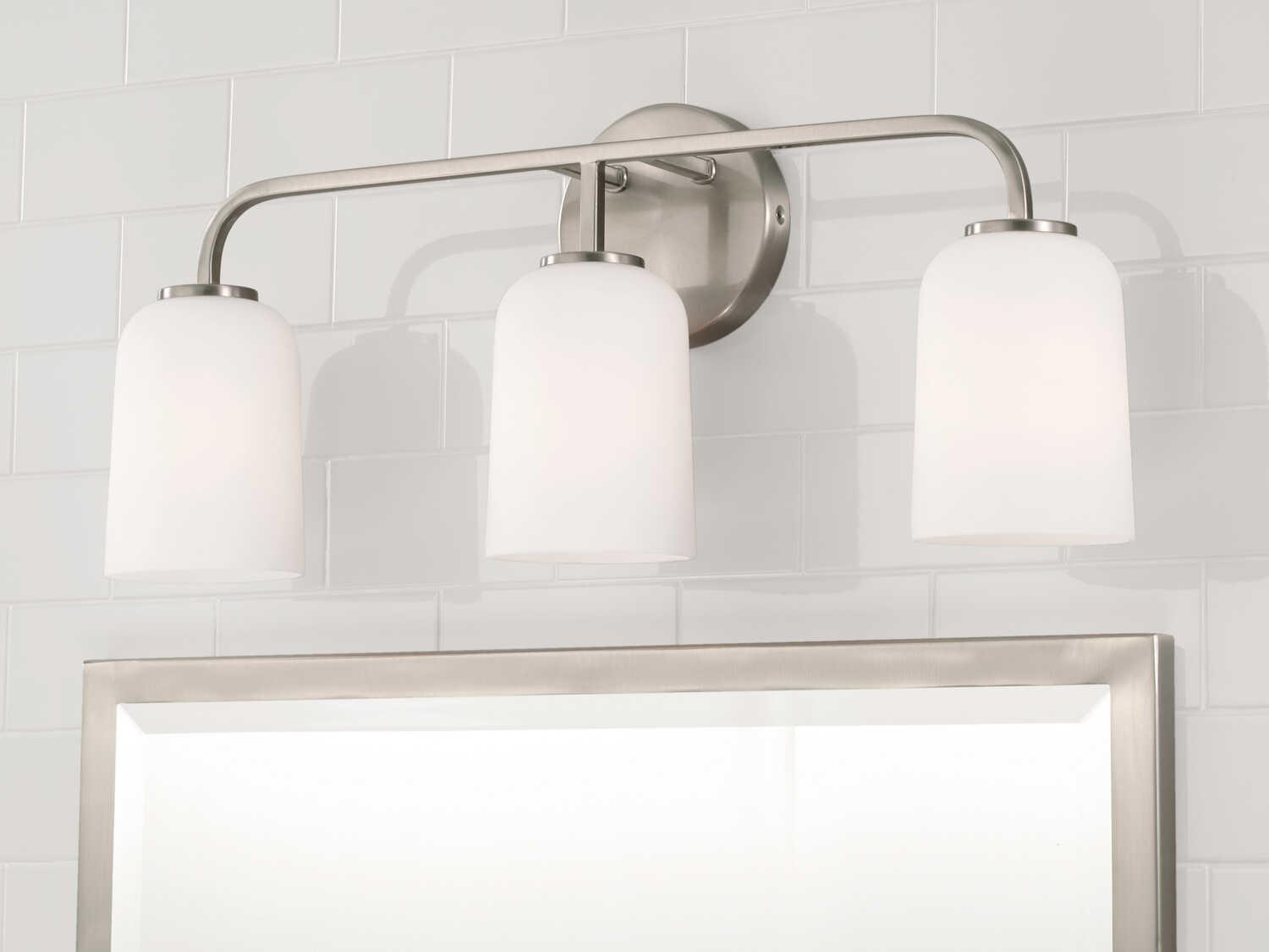 Capital Lighting Lawson 3-Light Brushed Nickel Glass Vanity Light