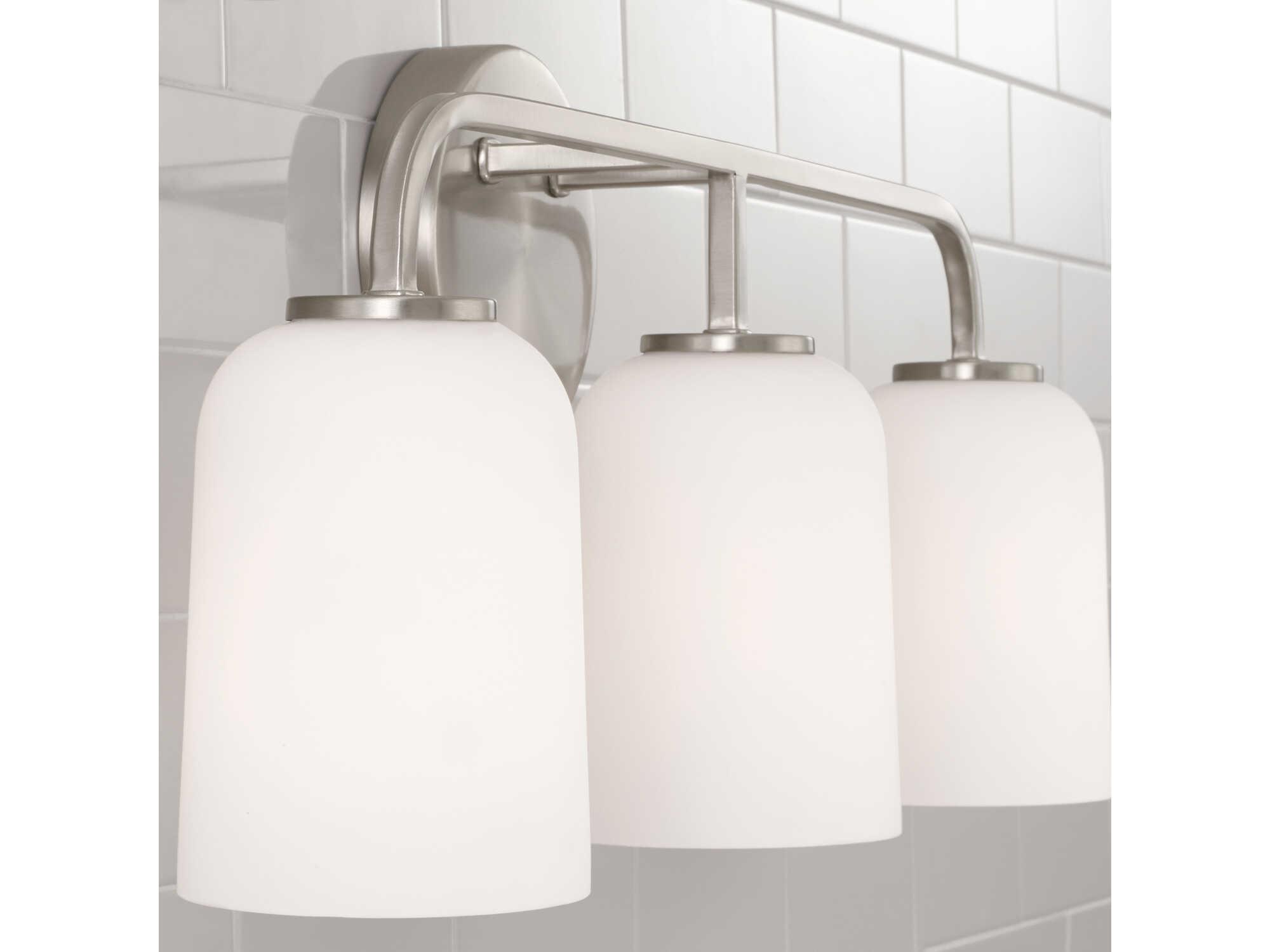 Capital Lighting Lawson 3-Light Brushed Nickel Glass Vanity Light