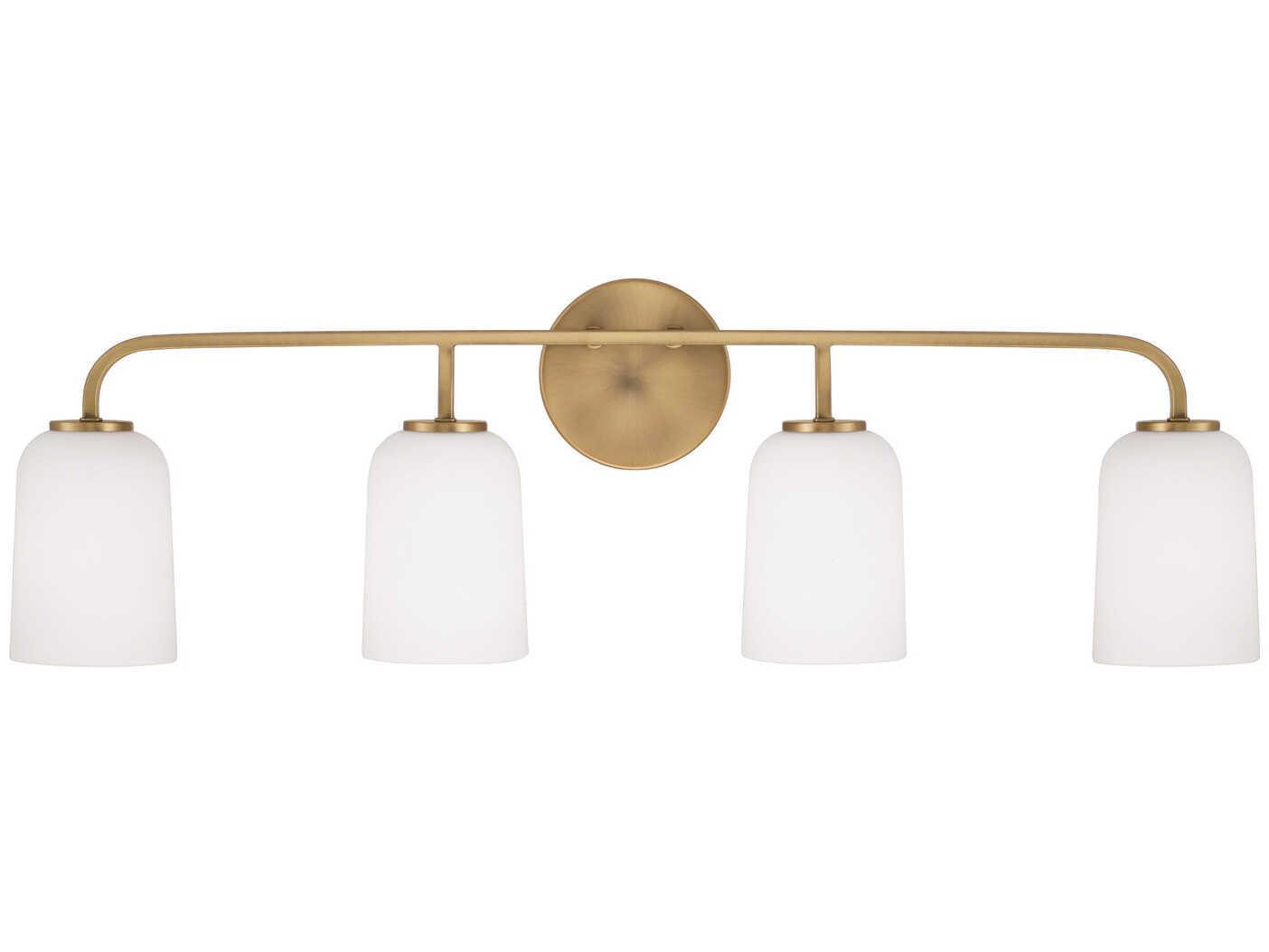Capital Lighting Lawson 4-Light Aged Brass Glass Vanity Light