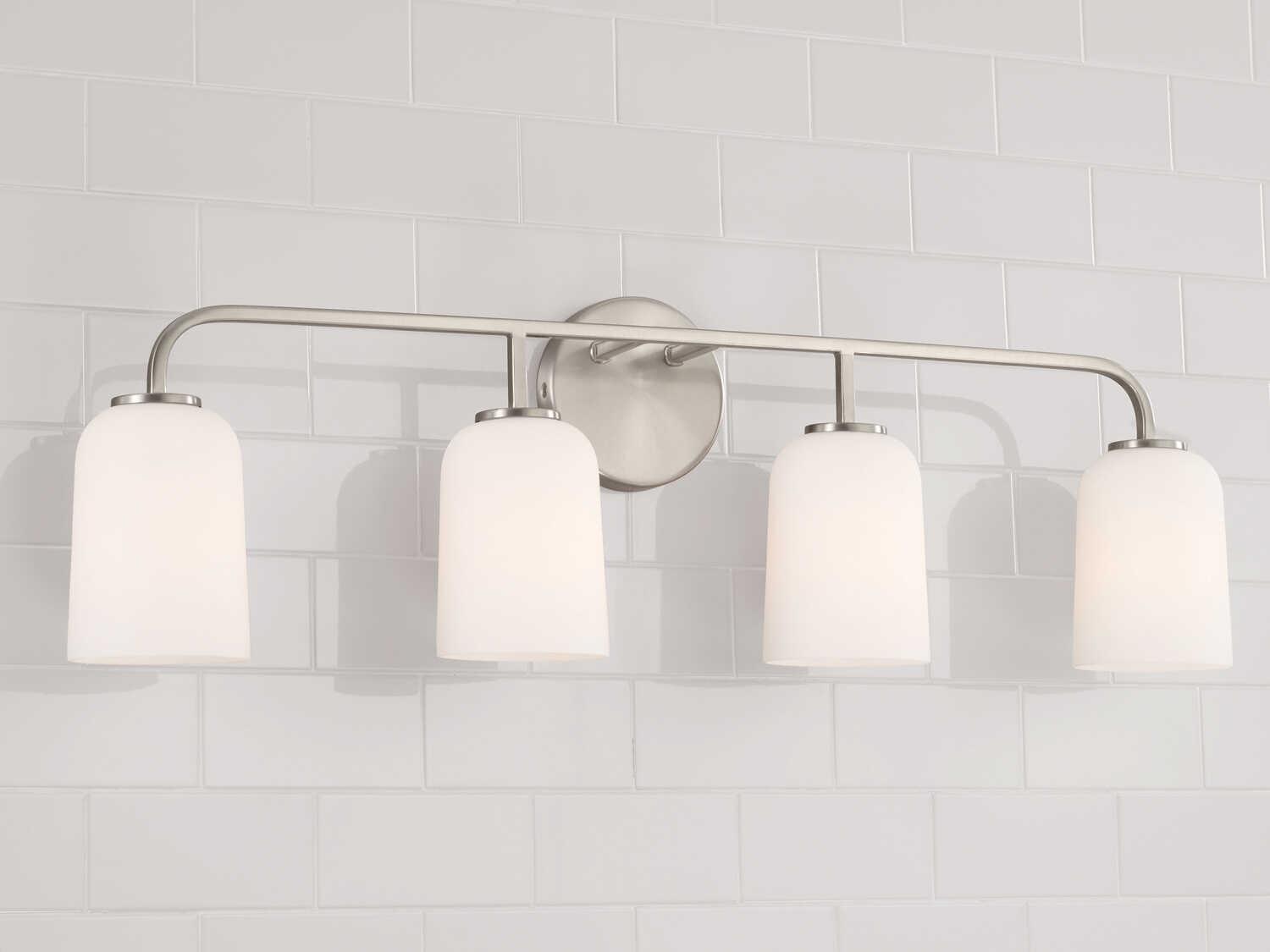 Capital Lighting Lawson 4-Light Brushed Nickel Glass Vanity Light