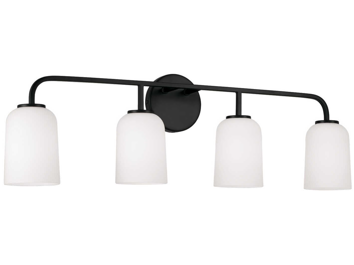 Capital Lighting Lawson 4-Light Matte Black Glass Vanity Light