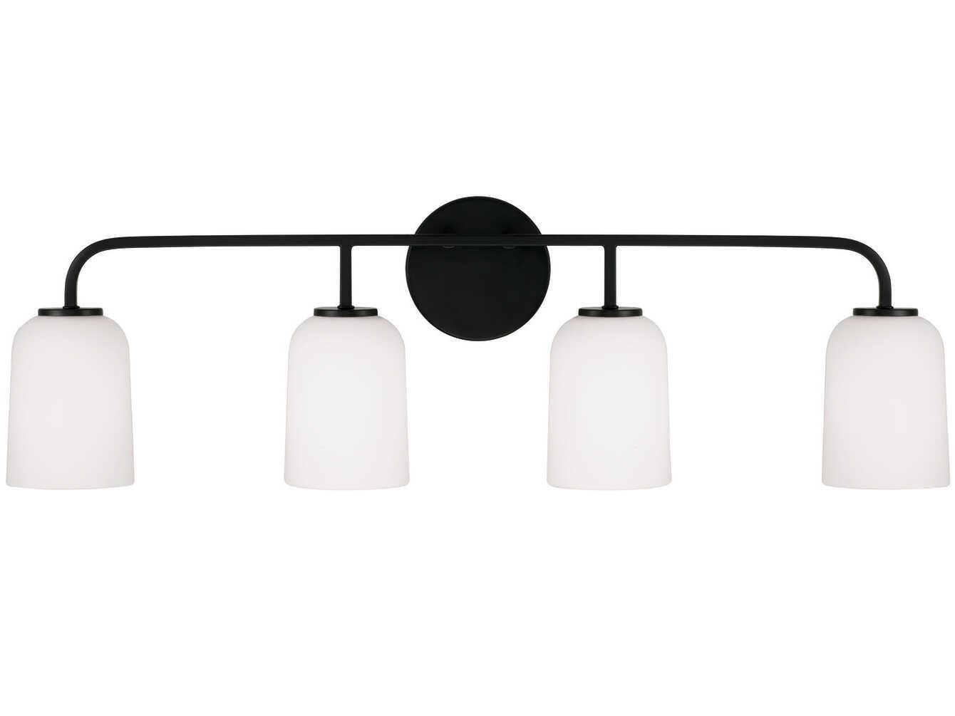 Capital Lighting Lawson 4-Light Matte Black Glass Vanity Light