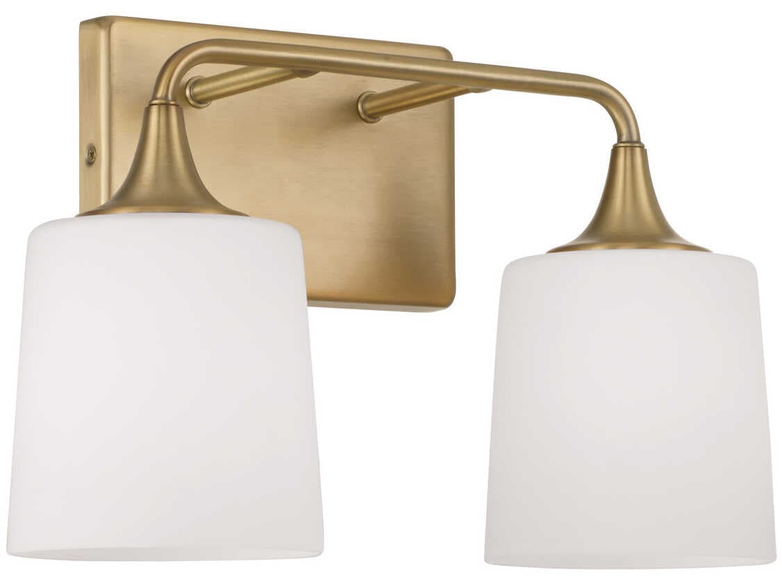 Capital Lighting Presley 2-Light Aged Brass Glass Vanity Light