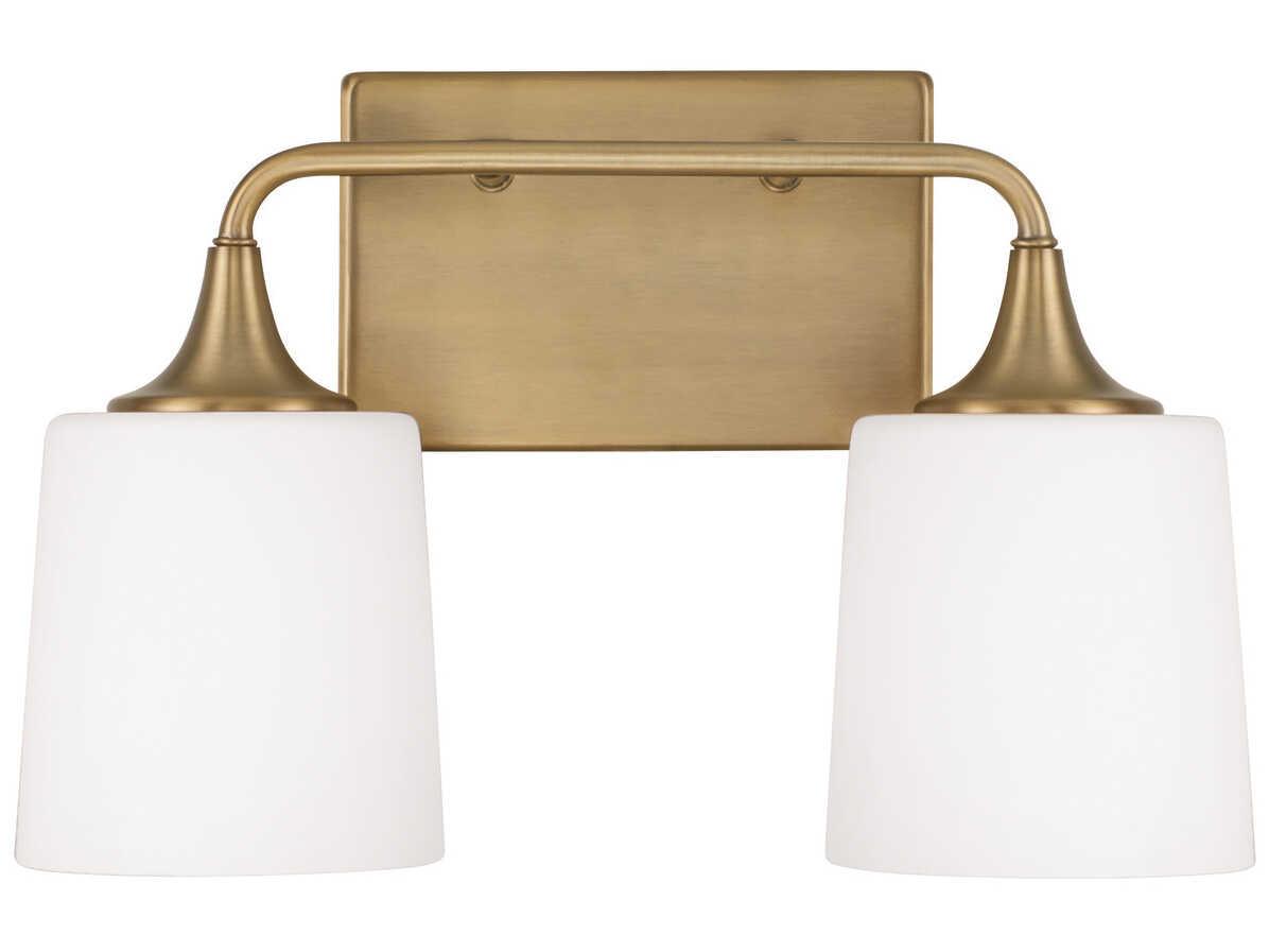 Capital Lighting Presley 2-Light Aged Brass Glass Vanity Light