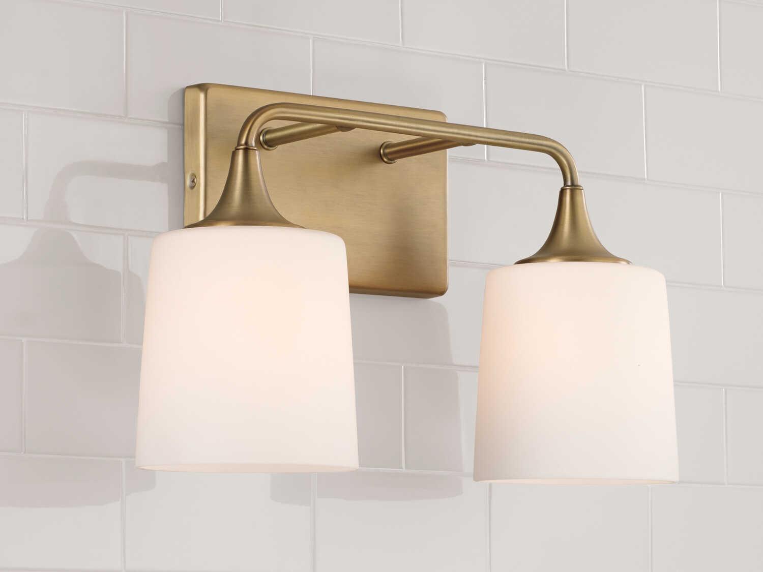 Capital Lighting Presley 2-Light Aged Brass Glass Vanity Light