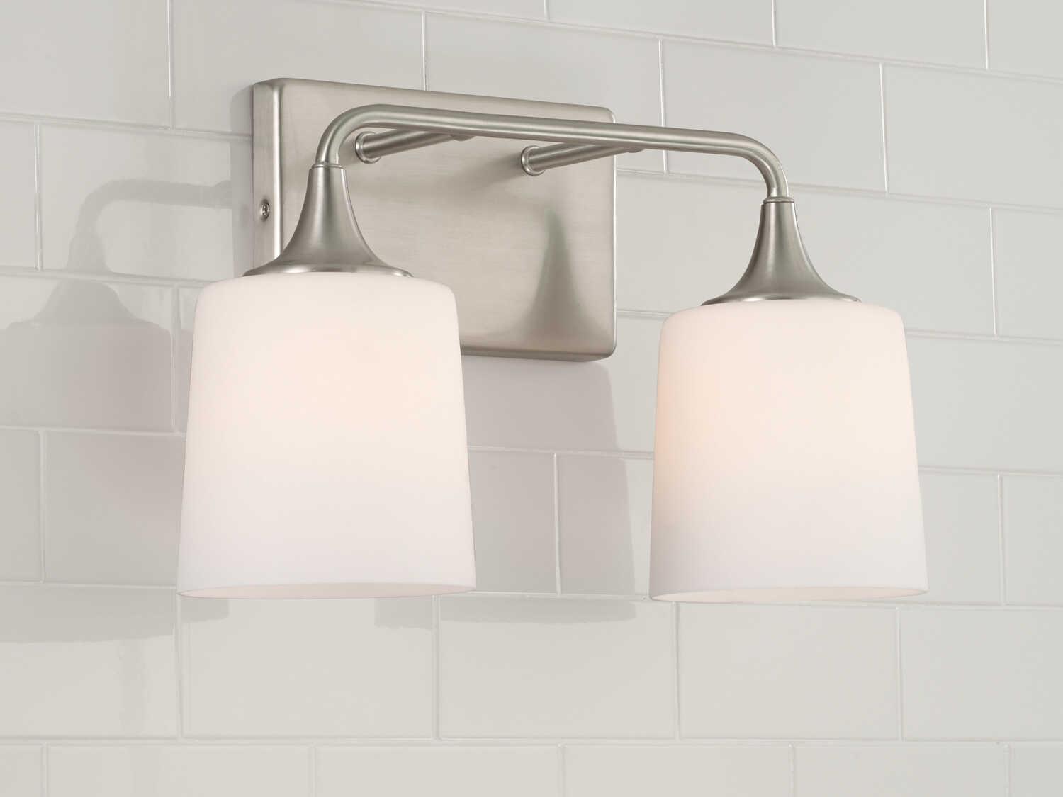 Capital Lighting Presley 2-Light Brushed Nickel Glass Vanity Light