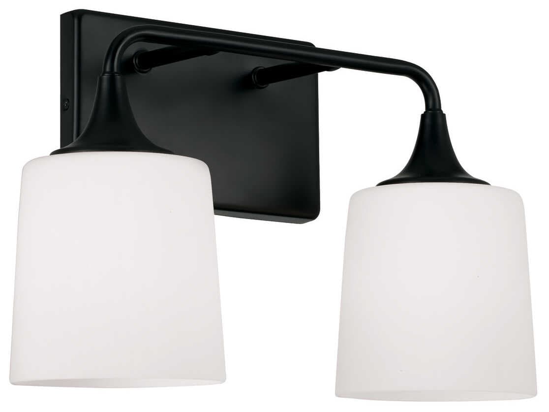 Capital Lighting Presley 2-Light Matte Black Glass Vanity Light