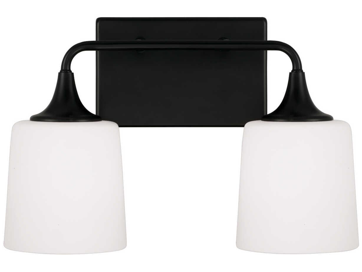 Capital Lighting Presley 2-Light Matte Black Glass Vanity Light