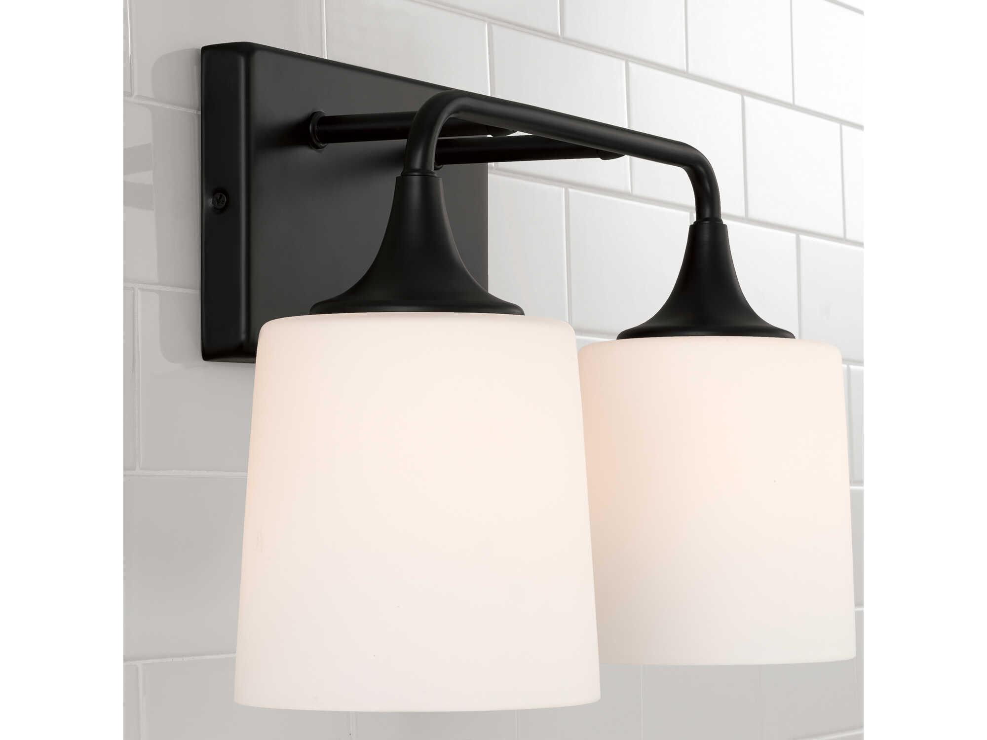 Capital Lighting Presley 2-Light Matte Black Glass Vanity Light