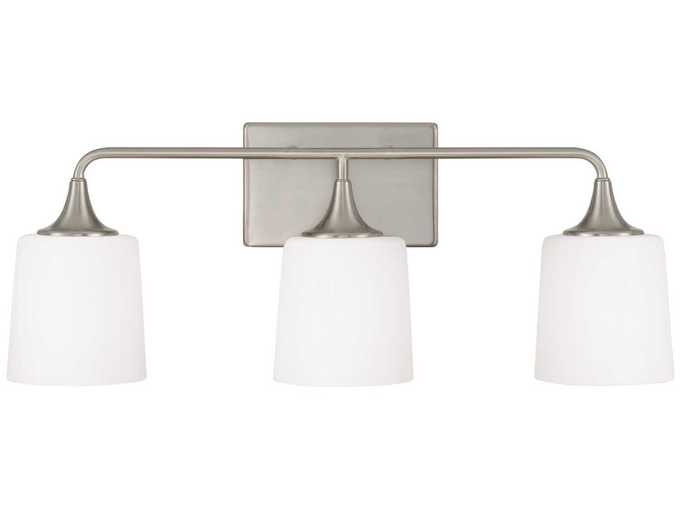 Capital Lighting Presley 3-Light Brushed Nickel Glass Vanity Light