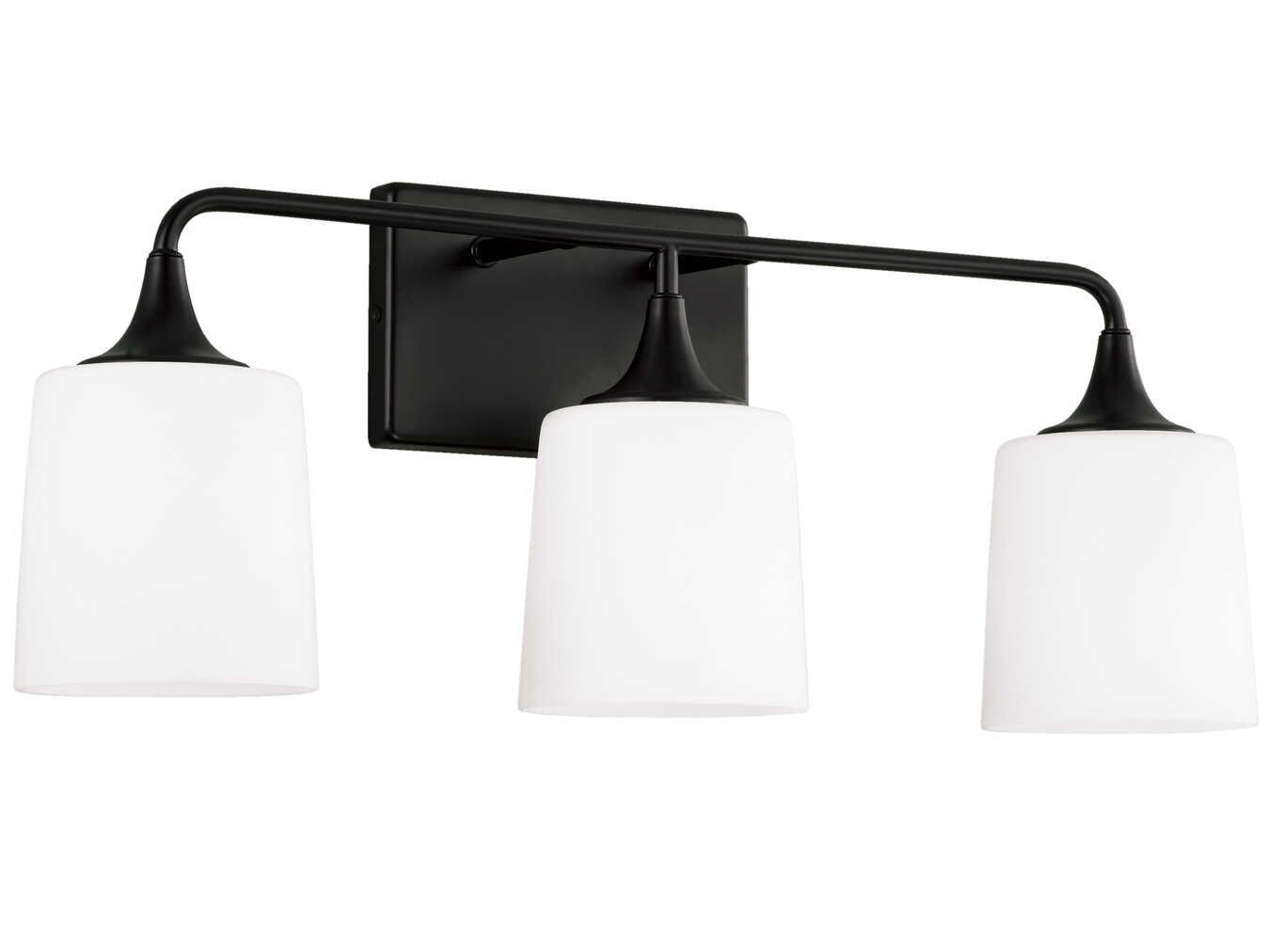 Capital Lighting Presley 3-Light Matte Black Glass Vanity Light