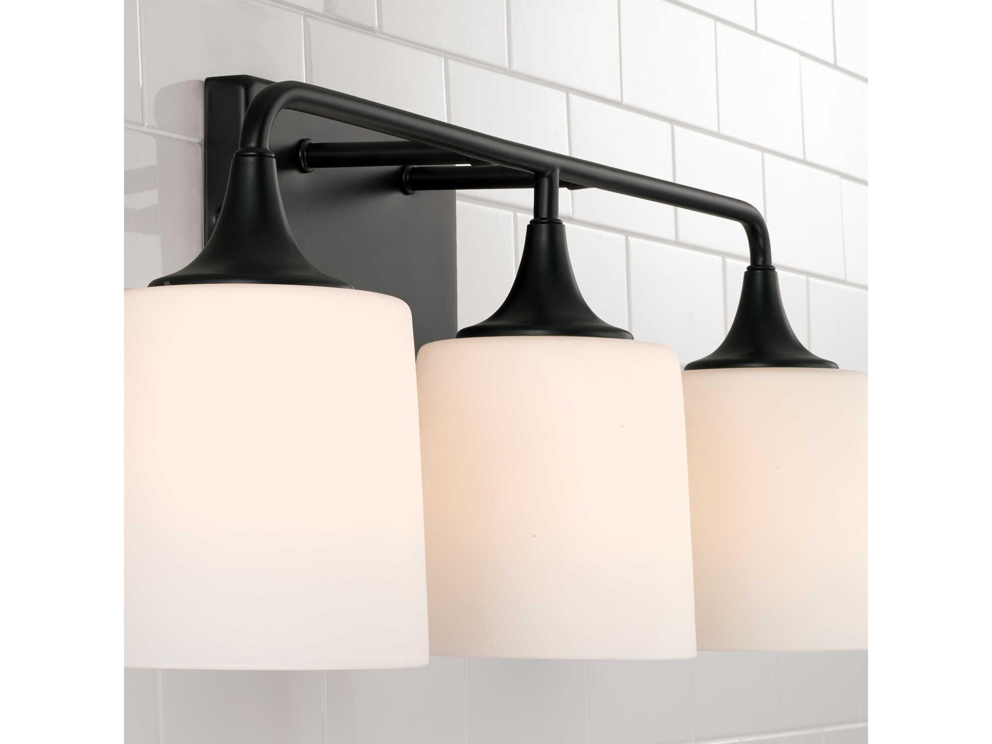 Capital Lighting Presley 3-Light Matte Black Glass Vanity Light