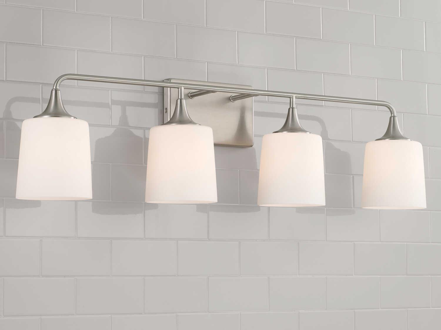 Capital Lighting Presley 4-Light Brushed Nickel Glass Vanity Light