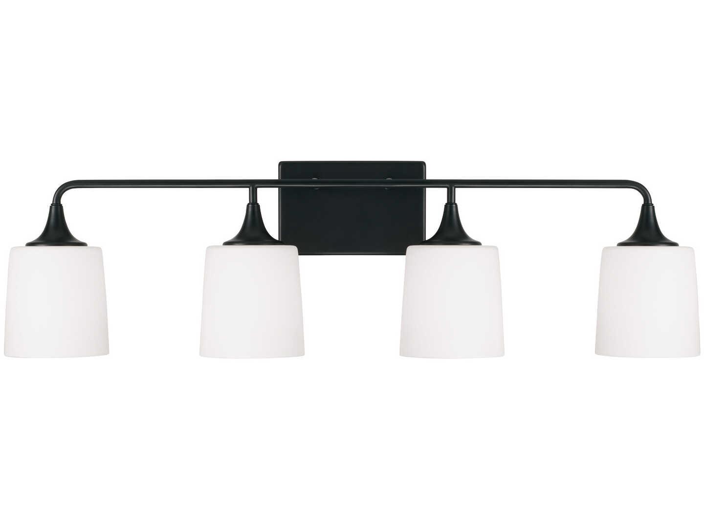 Capital Lighting Presley 4-Light Matte Black Glass Vanity Light