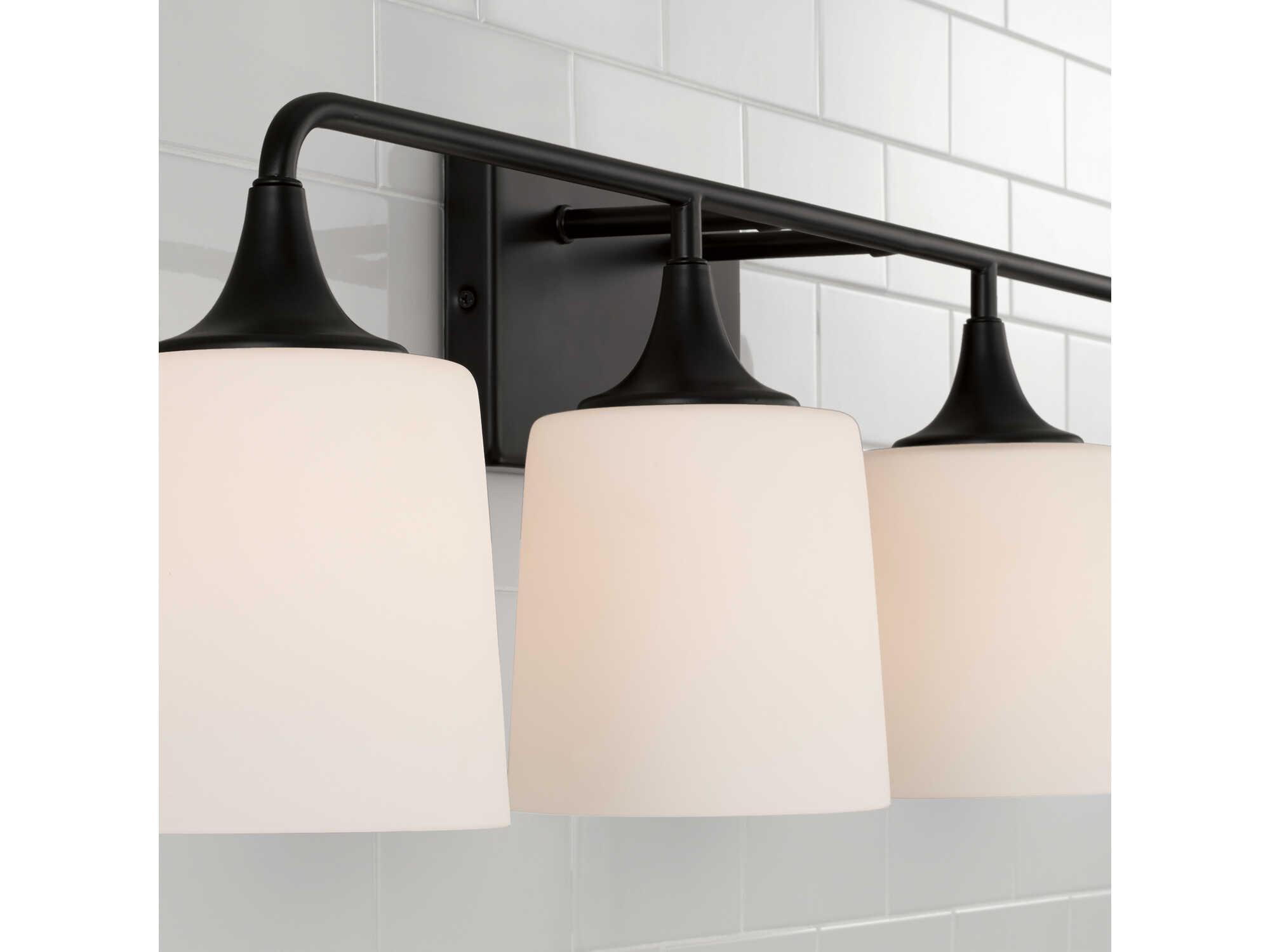 Capital Lighting Presley 4-Light Matte Black Glass Vanity Light