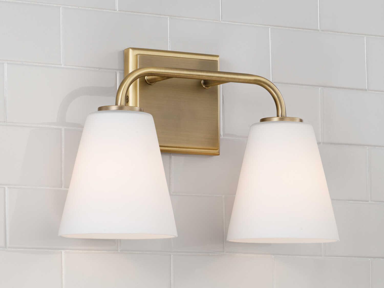 Capital Lighting Brody 2-Light Aged Brass Glass Vanity Light