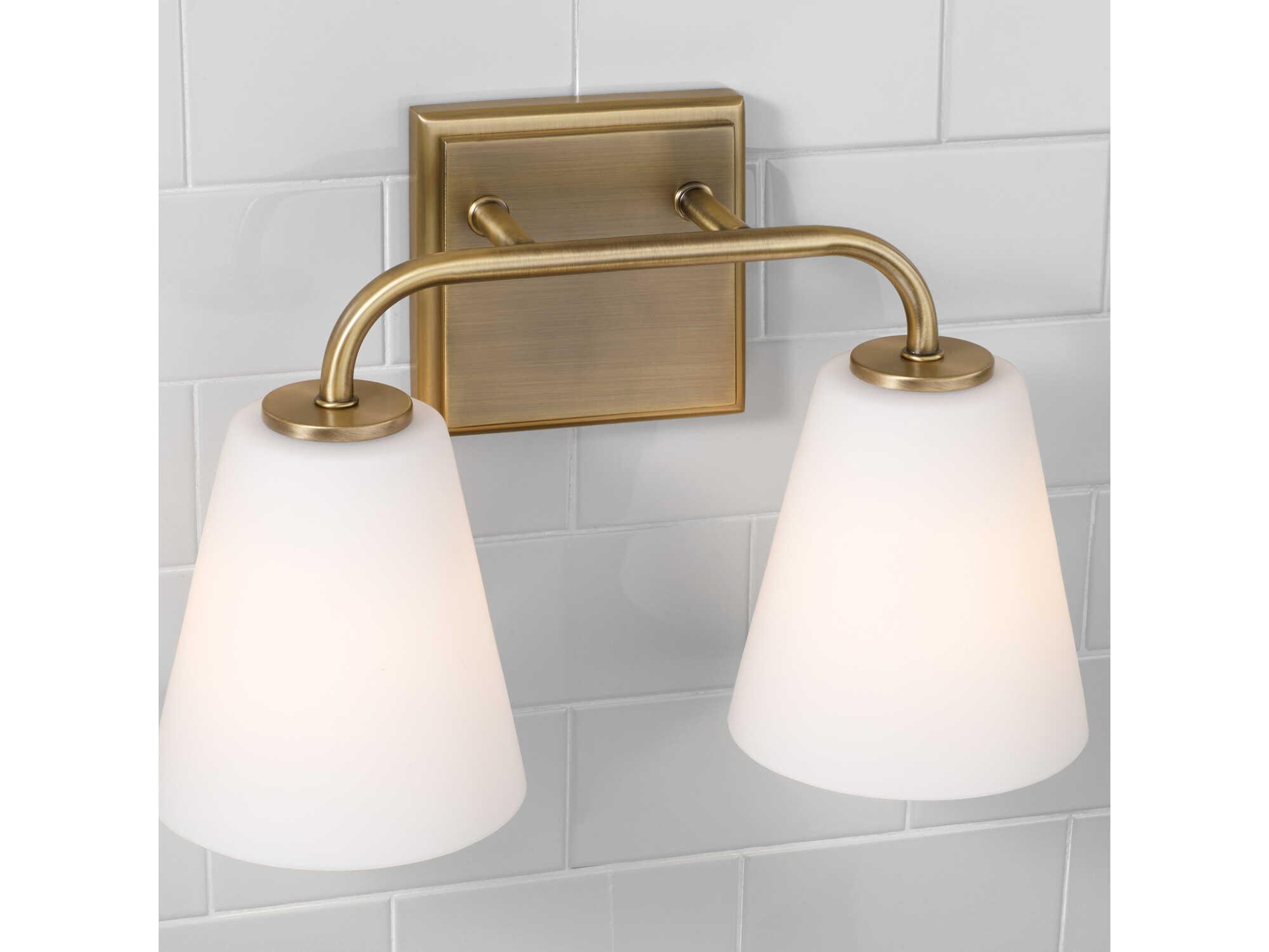 Capital Lighting Brody 2-Light Aged Brass Glass Vanity Light