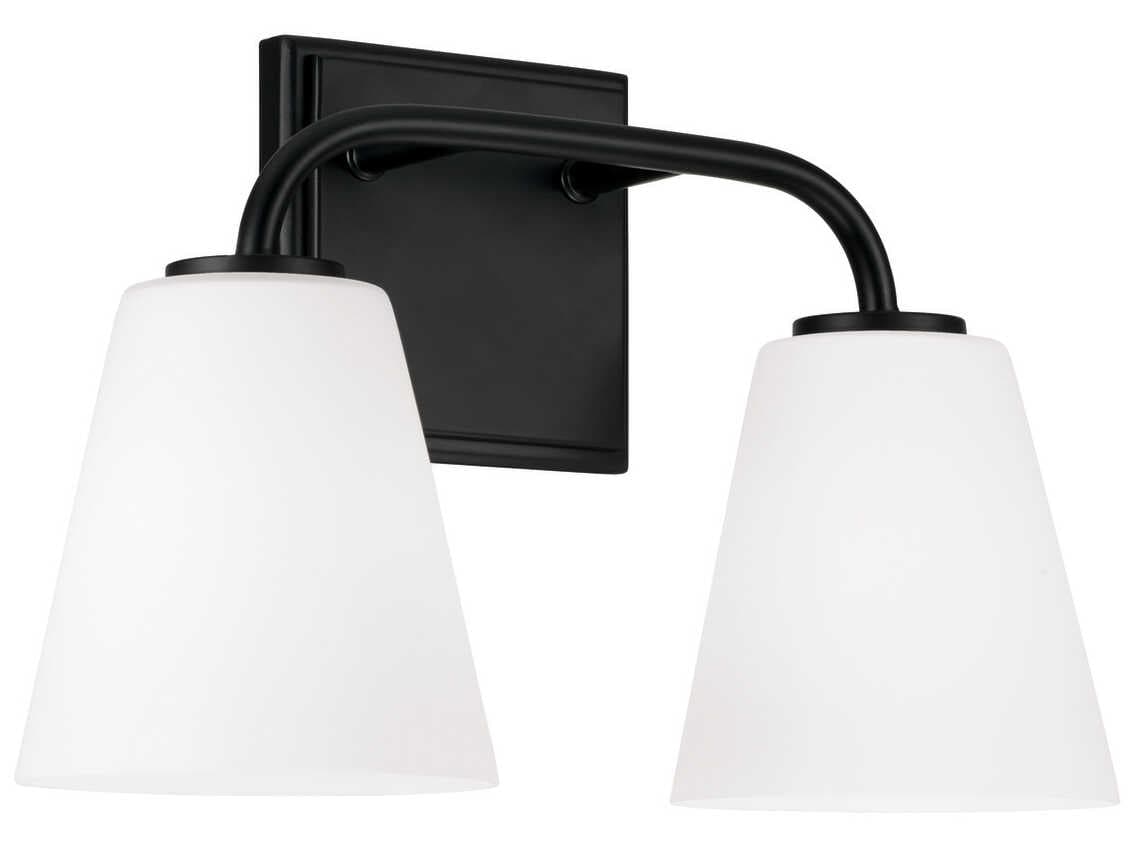 Capital Lighting Brody 2-Light Matte Black Glass Vanity Light