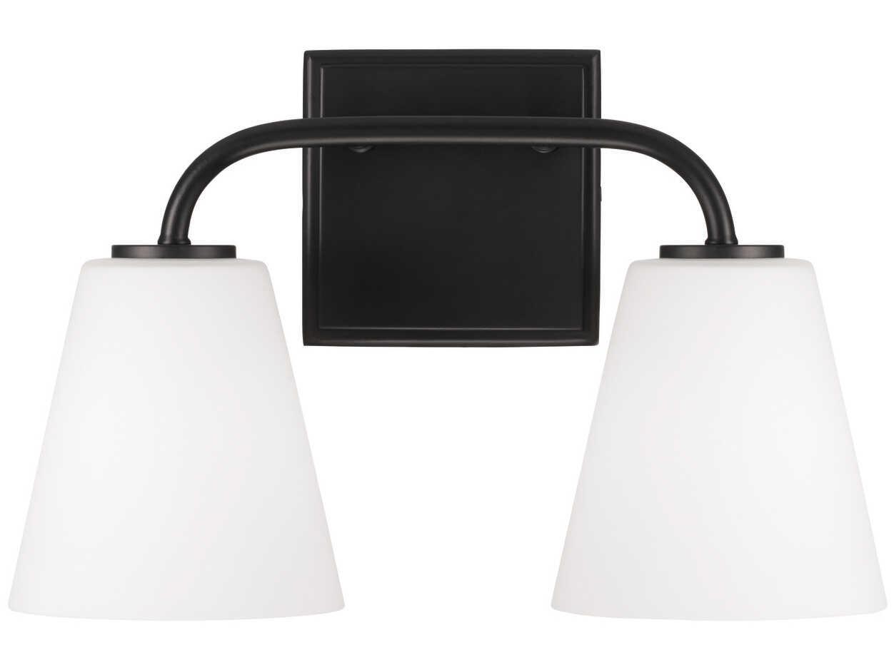 Capital Lighting Brody 2-Light Matte Black Glass Vanity Light