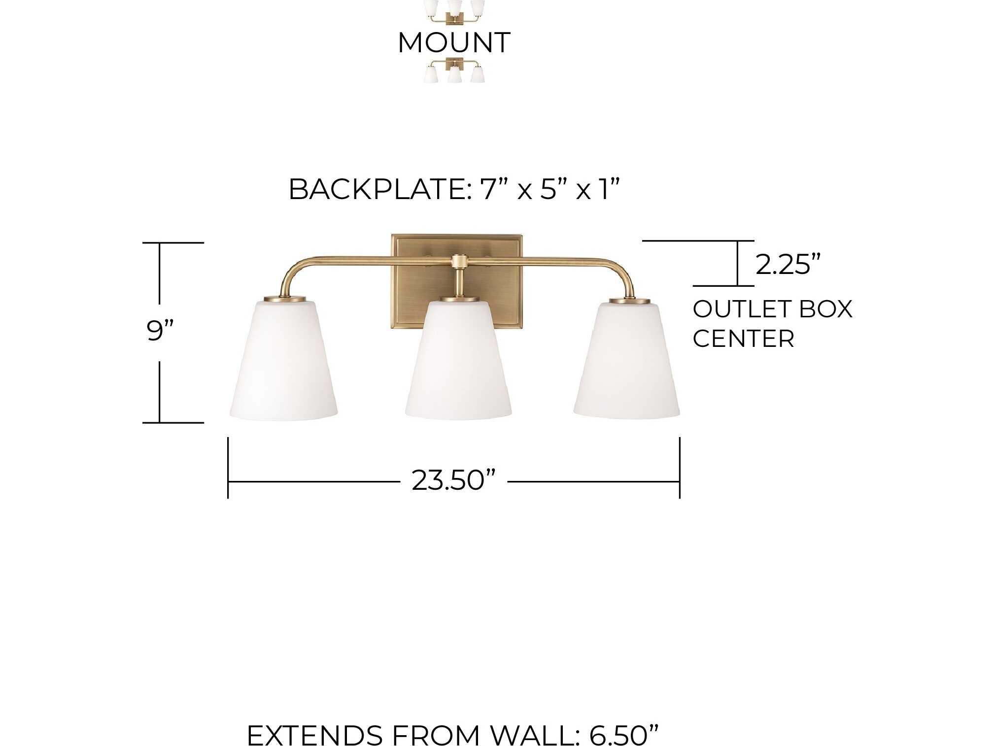 Capital Lighting Brody 3-Light Aged Brass Glass Vanity Light