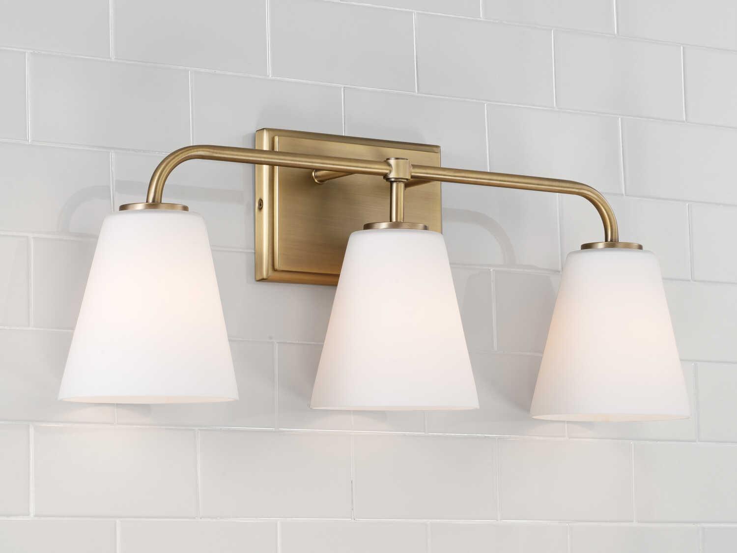 Capital Lighting Brody 3-Light Aged Brass Glass Vanity Light