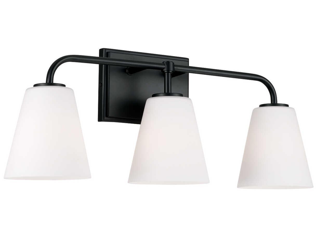 Capital Lighting Brody 3-Light Matte Black Glass Vanity Light