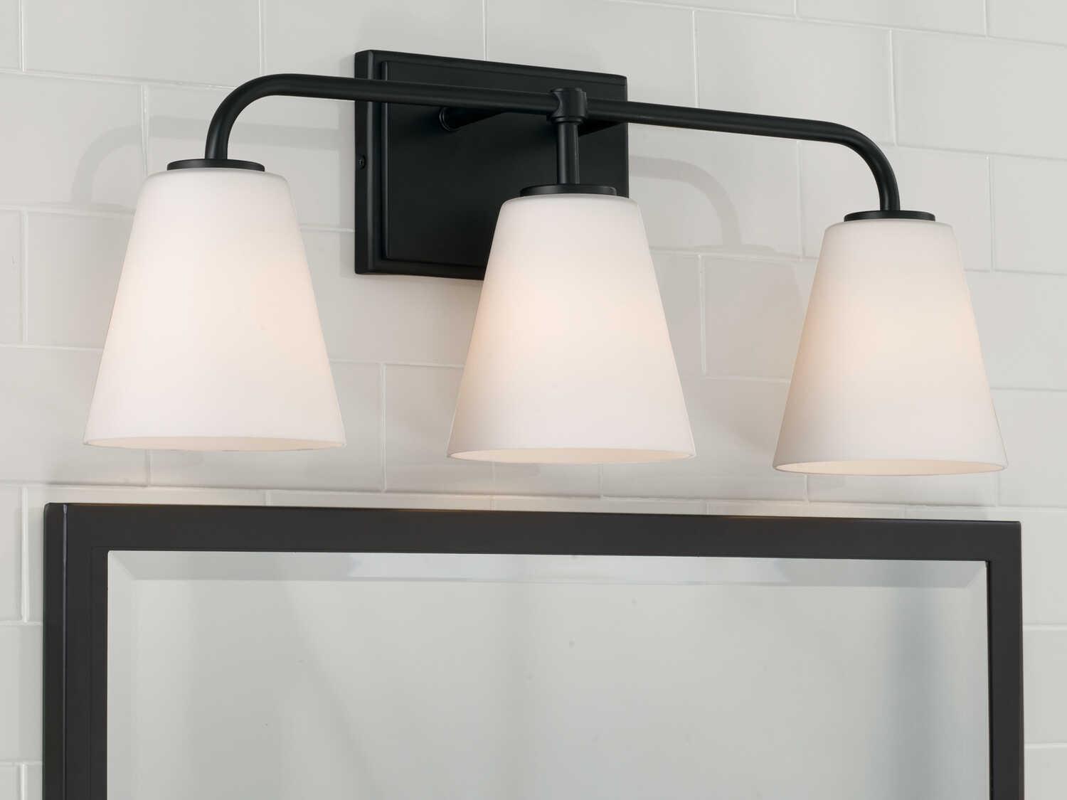 Capital Lighting Brody 3-Light Matte Black Glass Vanity Light
