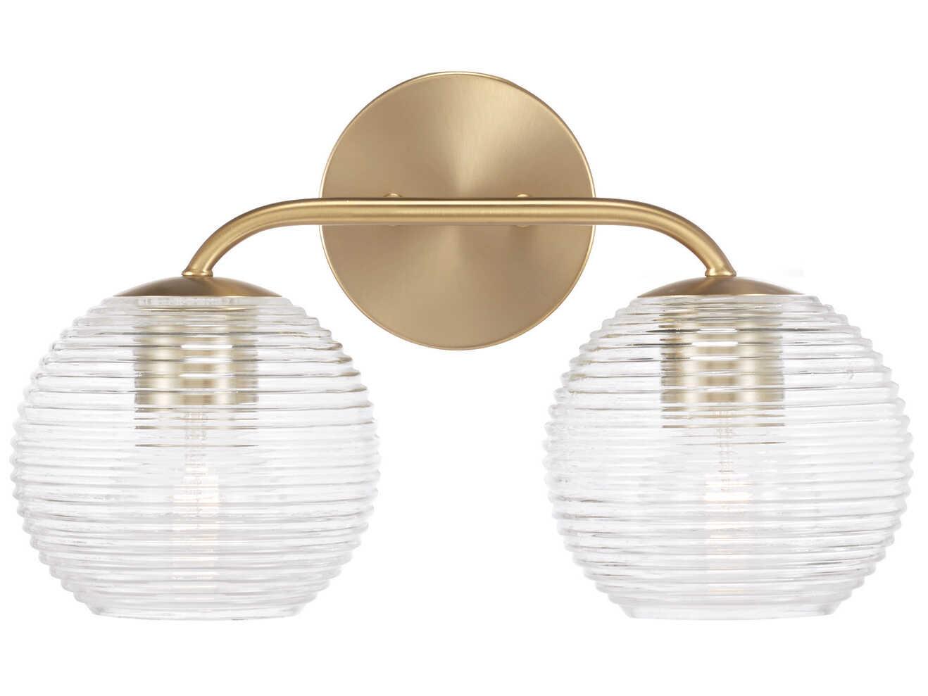 Capital Lighting Dolan 2-Light Matte Brass Glass Vanity Light